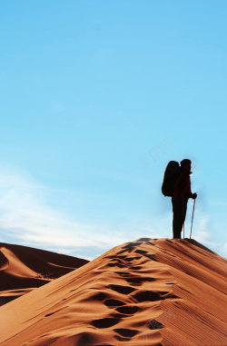 徒步远足沙漠徒步旅游海报背景高清图片