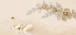 欧式卧室效果团立体奢华欧式天鹅珠宝花朵电视背景高清图片