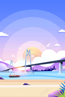 世界大桥港珠澳大桥开通海报背景高清图片