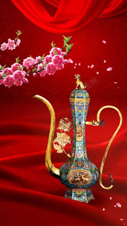 优雅花瓶优雅喜庆花纹纹理H5背景高清图片