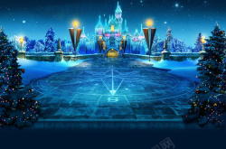 梦幻圣诞夜圣诞夜城堡图案海报背景高清图片