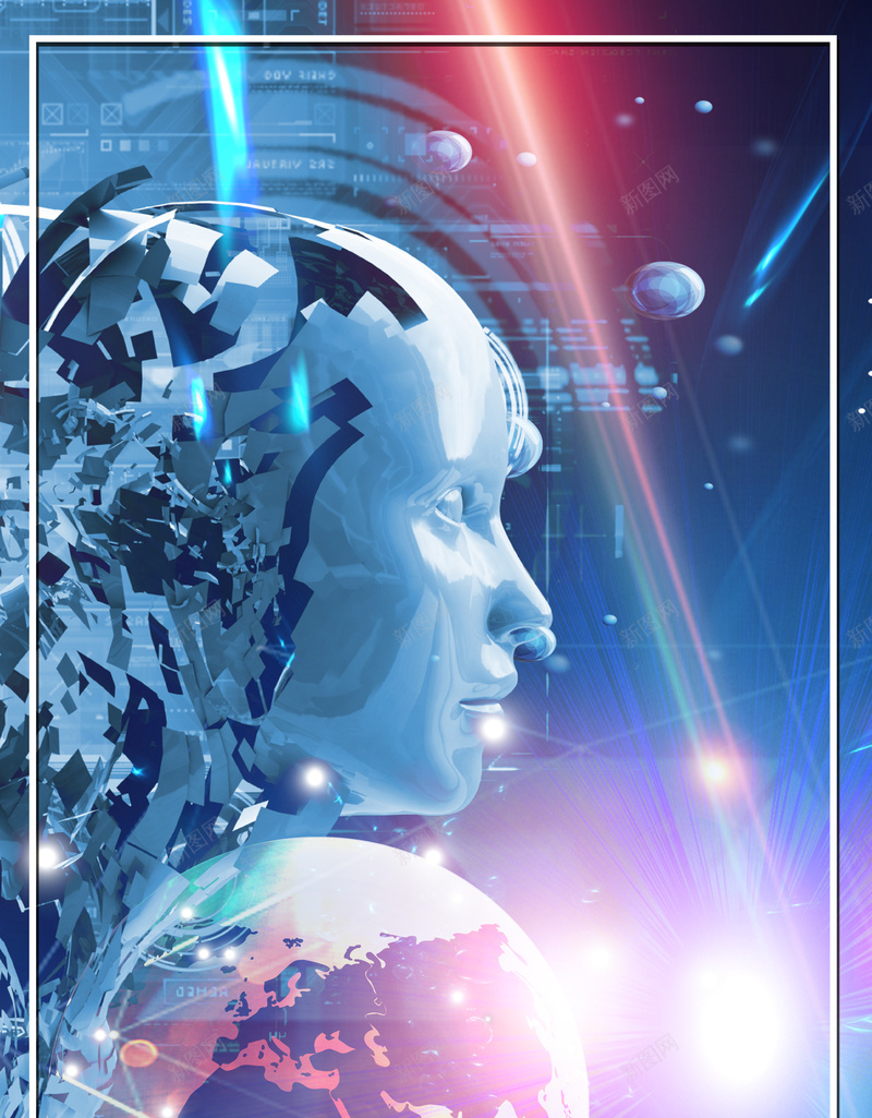 蓝色大气AI智能时代海报psd设计背景_新图网 https://ixintu.com AI人工智能 AI区块链大数据 人工智能峰会 人脸识别 机器人 物联网 科技 科技发布会 科技峰会