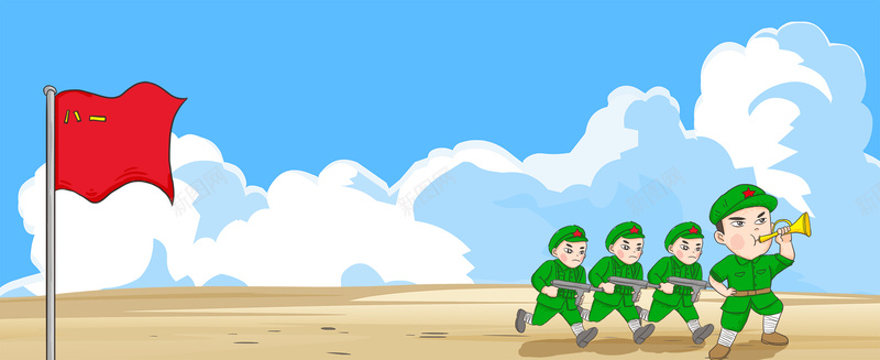 卡通八一建军节童趣背景背景
