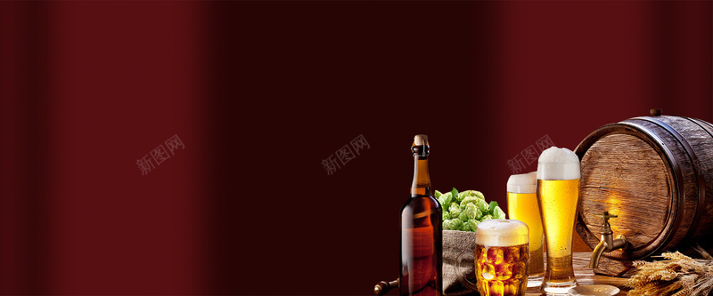 夏日啤酒节大气红色背景背景