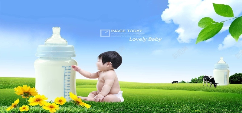 天然绿色牛奶psd_新图网 https://ixintu.com 天然 婴幼儿奶粉 摄影 海报banner 绿色 营养健康 风景