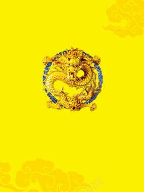 中国龙黄色海报背景模板背景