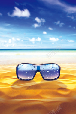 旅游海滩眼镜海报背景背景