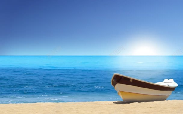 阳光海滩大海船只背景