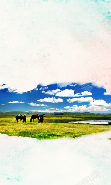 蒙古旅游海报背景背景