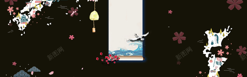日式和风旅游banner背景