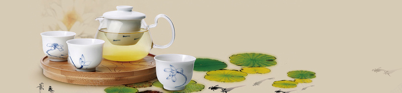茶背景psd设计背景_新图网 https://ixintu.com 中国风 普洱 水彩画背景 海报banner 茶 茶器 茶壶 茶杯
