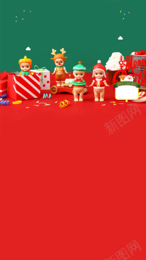 可爱红色圣诞节H5图背景