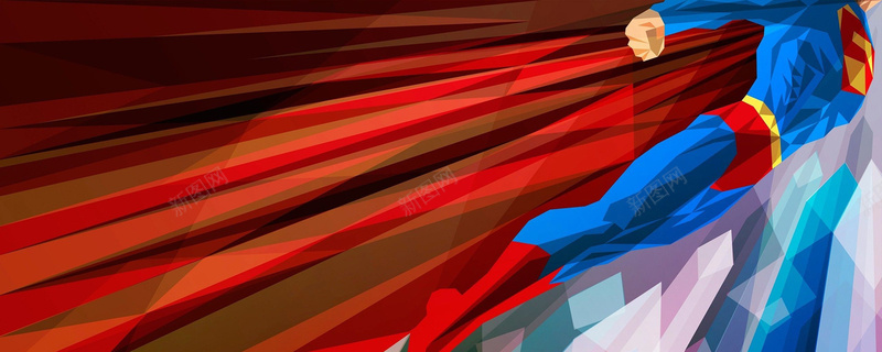 扁平超人背景jpg设计背景_新图网 https://ixintu.com 几何 创意 扁平 海报banner 渐变 红色 英雄 蓝色 超人