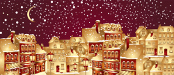 圣诞夜雪景卡通城市圣诞夜雪景矢量图高清图片