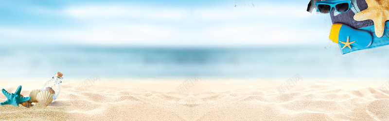 清凉沙滩banner背景背景