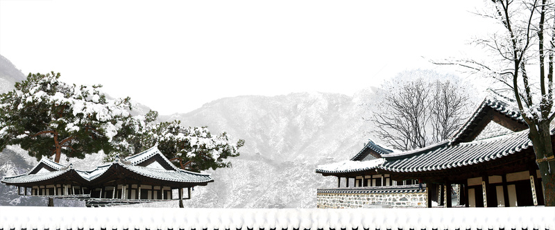 冬季雪景大气建筑白色banner背景