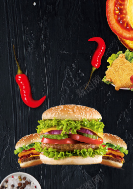 美食汉堡菜单菜谱宣传单背景