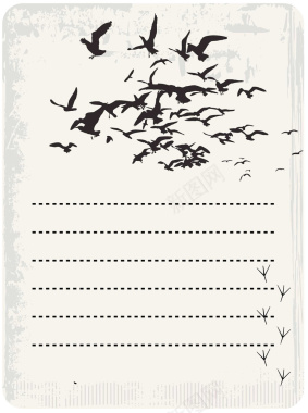 飞鸟剪影个性复古褶皱信纸背景背景