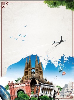 欧洲旅游画册西班牙印象旅游海报背景高清图片