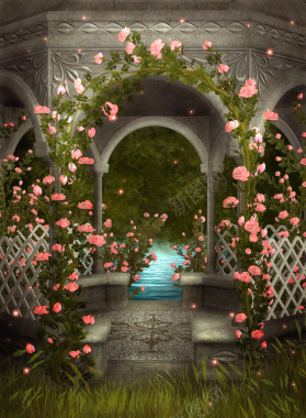 粉色玫瑰庄园海报背景