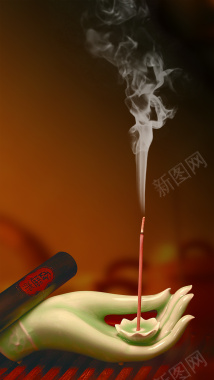 传统文化檀香佛教焚香烛台背景背景