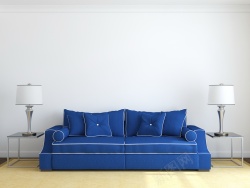 灯具布艺简约布艺蓝色沙发装饰高清图片