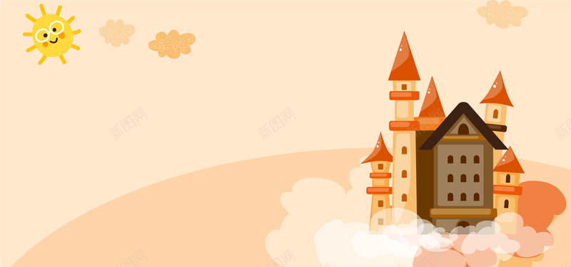 卡通城堡童话城堡矢量图背景