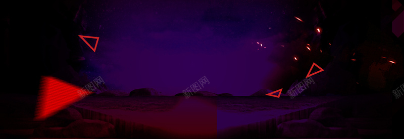 黑色星期五促销季三角紫色banner背景
