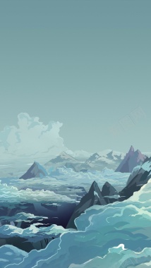 云层环山插画H5背景背景