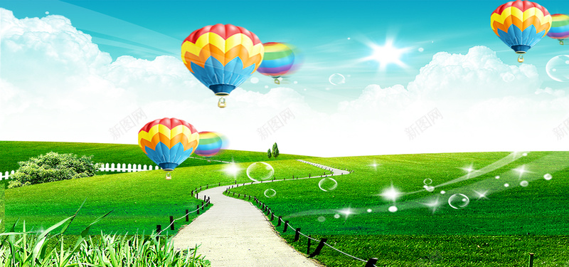 彩色气球束春天户外风景摄影图片