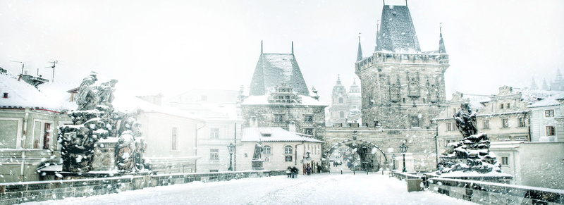 下雪的城市雪景摄影背景摄影图片