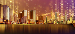 光影高楼城市唯美文艺紫色背景高清图片