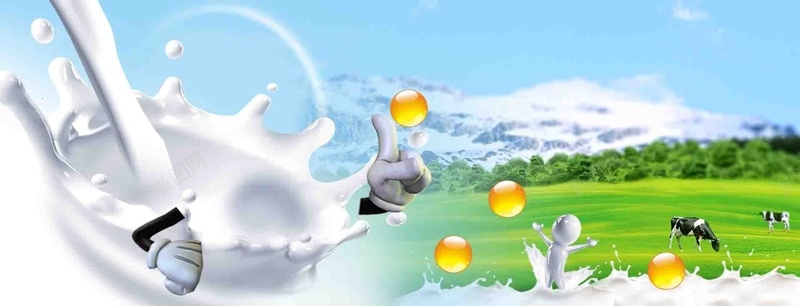 白色牛奶海报背景psd设计背景_新图网 https://ixintu.com 促销 奶牛 牛奶 牧场 白色 纯净 蓝天 金泡泡 雪山