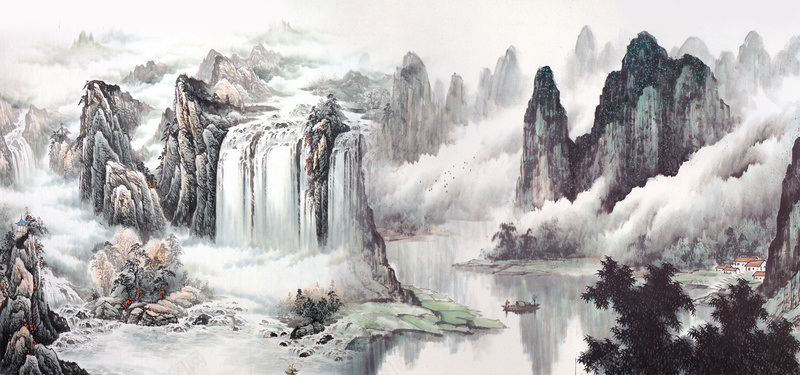 庐山瀑布背景背景