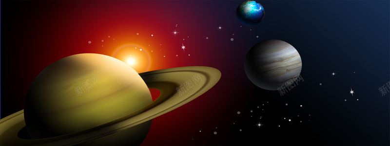 星球背景psd设计背景_新图网 https://ixintu.com 其他 地球 太阳系 宇宙 星球 海报banner 火星 金星 银河系