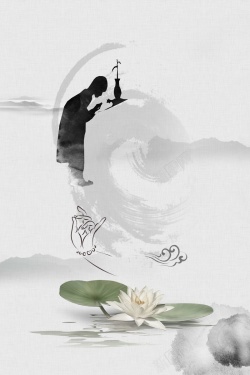 文艺风小鹿剪影宗教佛教海报背景高清图片