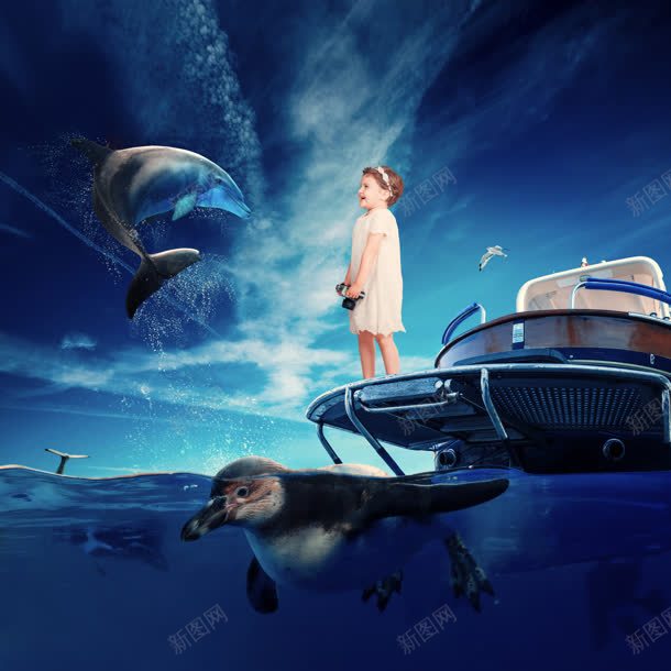 海豚跳跃人物快艇jpg设计背景_新图网 https://ixintu.com 人物 快艇 海豚 跳跃