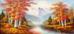 结冰的路面风景油画风景油画高清图片
