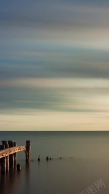 棕色栈桥海景背景摄影图片