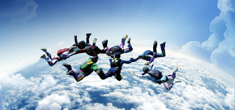 跳伞空中风景摄影图片