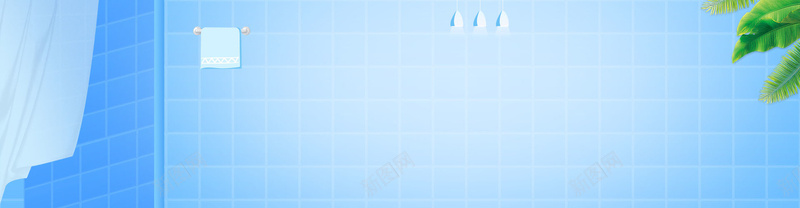 蓝色渐变浴室背景全屏海报psd模板背景