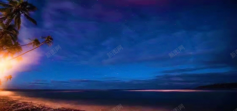 海边夜晚景色摄影图片