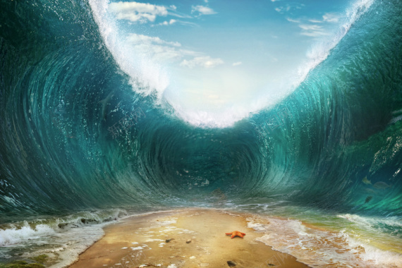 创意巨大的海浪海啸摄影图片