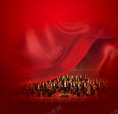 红色音乐会开幕背景摄影图片