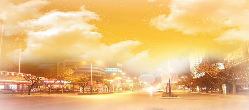 黄昏城市街道背景摄影图片