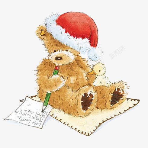 戴圣诞帽的小熊png免抠素材_新图网 https://ixintu.com 信纸 卡通 可爱 圣诞帽 小熊 铅笔