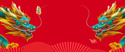 传统砖瓦二月二龙抬头龙头红色激情背景高清图片