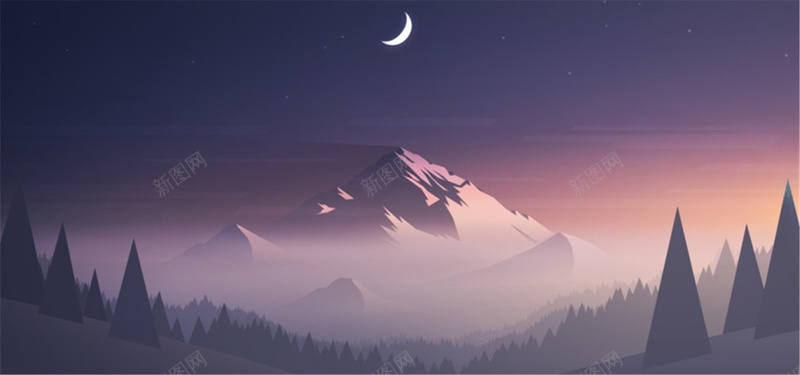 紫色夜晚山野图摄影图片
