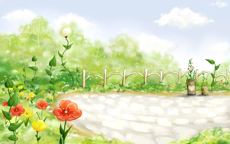 卡通手绘浪漫花园背景背景图片免费下载 素材0mvapqpga 新图网