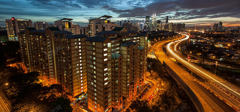 夜晚房地产全景海报背景jpg设计背景_新图网 https://ixintu.com 商业地段 城市 夜晚 天空 建筑 房屋全景 楼房 霓虹灯